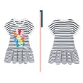 thumbnail image 3 of Bellafa Toddler Girl Casual Summer Cotton Dress Little Girls Ruffle Bottom Applique Short Sleeve Dresses 2-7 Years, 3 of 7