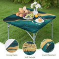 thumbnail image 4 of Teal Marble Gold Line Pattern Square Fitted Tablecloth with Elastic Edge,Square Table Cover,Washable Elastic Table Cover for Home Kitchen Party Decor 36"x36", 4 of 6