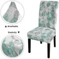 thumbnail image 5 of Abstract Turquoise Parsons Chair Slipcovers 6 Pack Abstract Leaves in Turquoise Gray and White Colors Natural Texture Spandex Super Fit Stretch Removable Washable Kitch, 5 of 5
