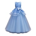 thumbnail image 5 of Trendfront Girls Dress Crew Neck Sleeveless Floral Bowknot Long Formal Princess Gown Birthday Party Evening Gown 5-16 Years, 5 of 6