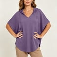 thumbnail image 6 of fatyb Womens Short Sleeve Hoodies V Neck Drawstring Pullover Tops Lightweight Summer Shirts with Hood, 6 of 7