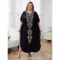 thumbnail image 6 of Edolynsa Plus Size Moroccan Kaftan Dress for Women Embroidery Caftan Tunic Maxi Beach Dresses Bathing Suit Cover up Sleepwear, 6 of 9