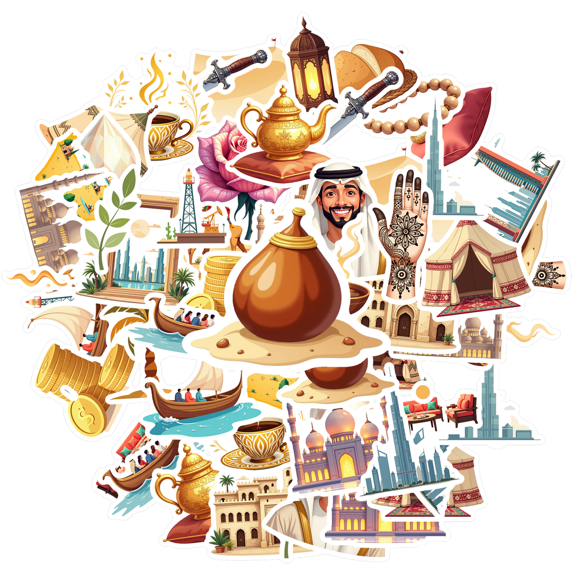 cartoon Arabian Culture Stickers, Waterproof Arabian Culture Sticker for Water Bottle Laptop Phone Cases Planner Skateboard Luggage Helmet Party Favor Decor, Ideal for Adults Teens Teacher Rewards