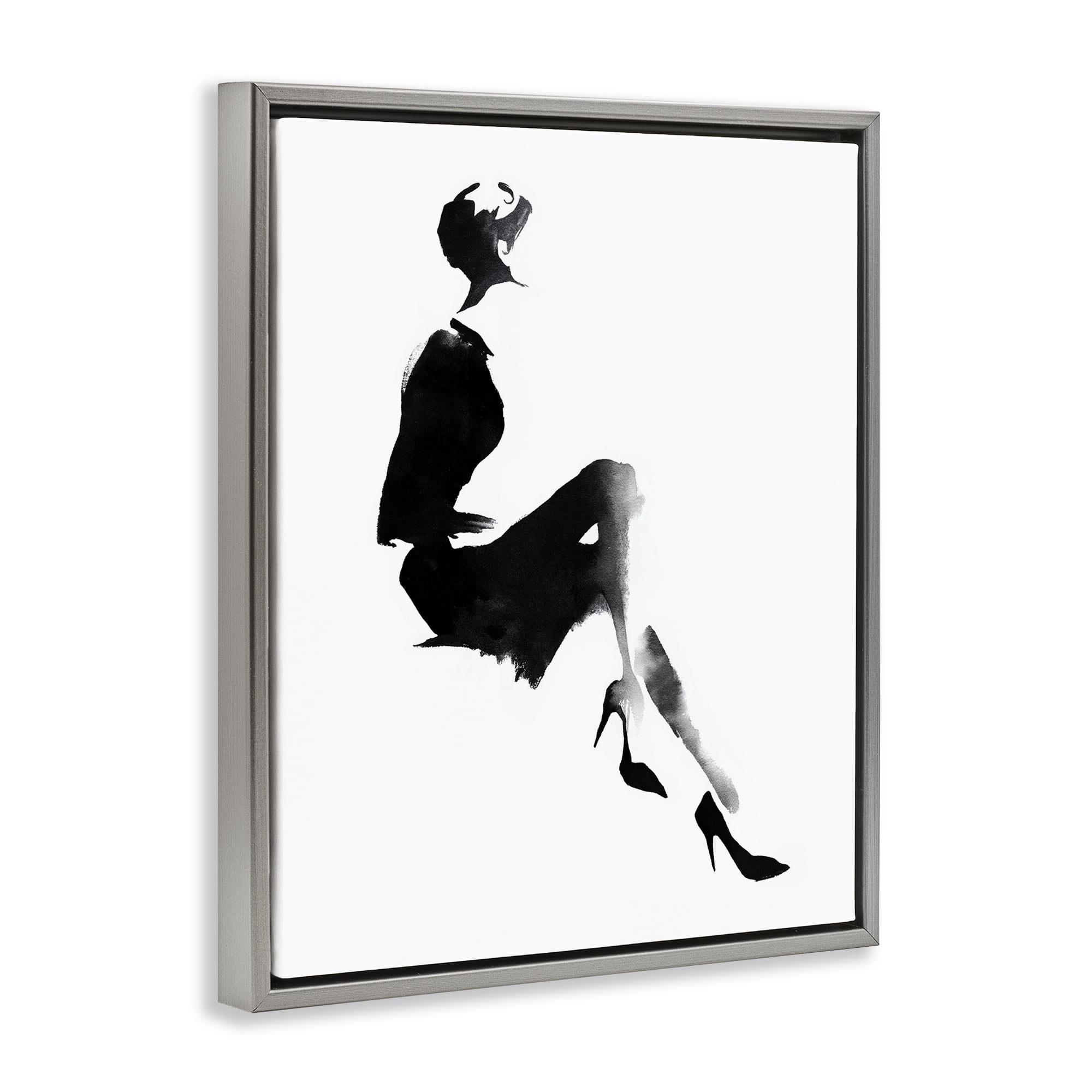 Stupell Industries Chic Silhouette Noir Gray Framed Floater Canvas Wall Art, design by Svetlana Aleynikova
