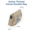 thumbnail image 2 of Canvas Messenger Bag, Anime Crossbody Shoulder Satchel, Japanese Cartoon Print, Casual Travel Tote, 31x26x7cm Beige, 2 of 5