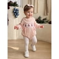 thumbnail image 4 of Cjfdfy Newborn Baby Girl Christmas Fall Outfit Reindeer Gingerbread Man Embroidery Puff Long Sleeve Bubble Romper And Headband Infant My First Christmas Fall Winter Clothes 0-18 Months, 4 of 9