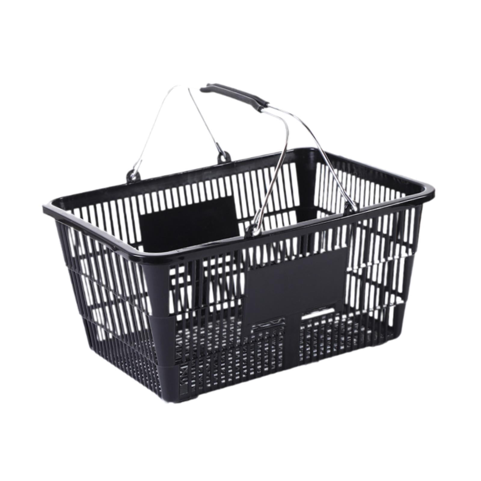 Fiocias Shopping Basket Grocery Basket Sturdy Storage Holder Ergonomic Metal with Handle Black