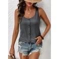 thumbnail image 3 of DOKOTOO Tank Tops for Women Summer Sleeveless Loose Fit Crewneck Tops Button Solid Color Basic Tee, 3 of 8
