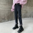 thumbnail image 4 of Girls' Wide-Leg Denim Pants with Fleece Lining for Medium to Large Sizes, 4 of 9