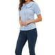 thumbnail image 4 of INSPIRAR CHIC Blusa de Mujer con Cuello Peter Pan Top de Puntos Suizos de Manga Corta L Azul Claro, 4 of 5