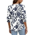 thumbnail image 4 of cocolona Womens Summer V Neck 3/4 Sleeve Tops Dressy Casual Blouses Fashion Casual Loose Floral Print T-shirts Trendy Tops 2025, 4 of 6