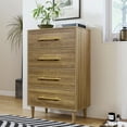 thumbnail image 2 of 4 Drawers Dresser,Mid-Century Modern 4 Drawer Chest with Golden Handles,46" Tall Dresser Storage Cabinet Organizer Unit with Wood Legs for Bedroom,Living Room,Closet,Natural Walnut, 2 of 7
