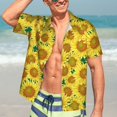 thumbnail image 7 of Pofeuu Floral Sunflowers Print Hawaiian Shirt for Men Sleeves Casual Button Down Summer Beach Dress Shirts T-Shirts,XX-Large, 7 of 7