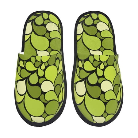 

Slippers for Women Green abstract pattern Womens Slippers Fuzzy Winter House Shoes Soft Anti-Skid Slippers Indoor and Outdoor