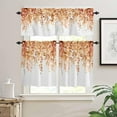 thumbnail image 2 of Kitchen Curtain Valance and Tiers Set Orange Eucalyptus 3 Pc Window Treatment Watercolor Leaves 3 Pieces Rod Pocket Valance Set for Small Windows 54 in x 36 in, 2 of 6