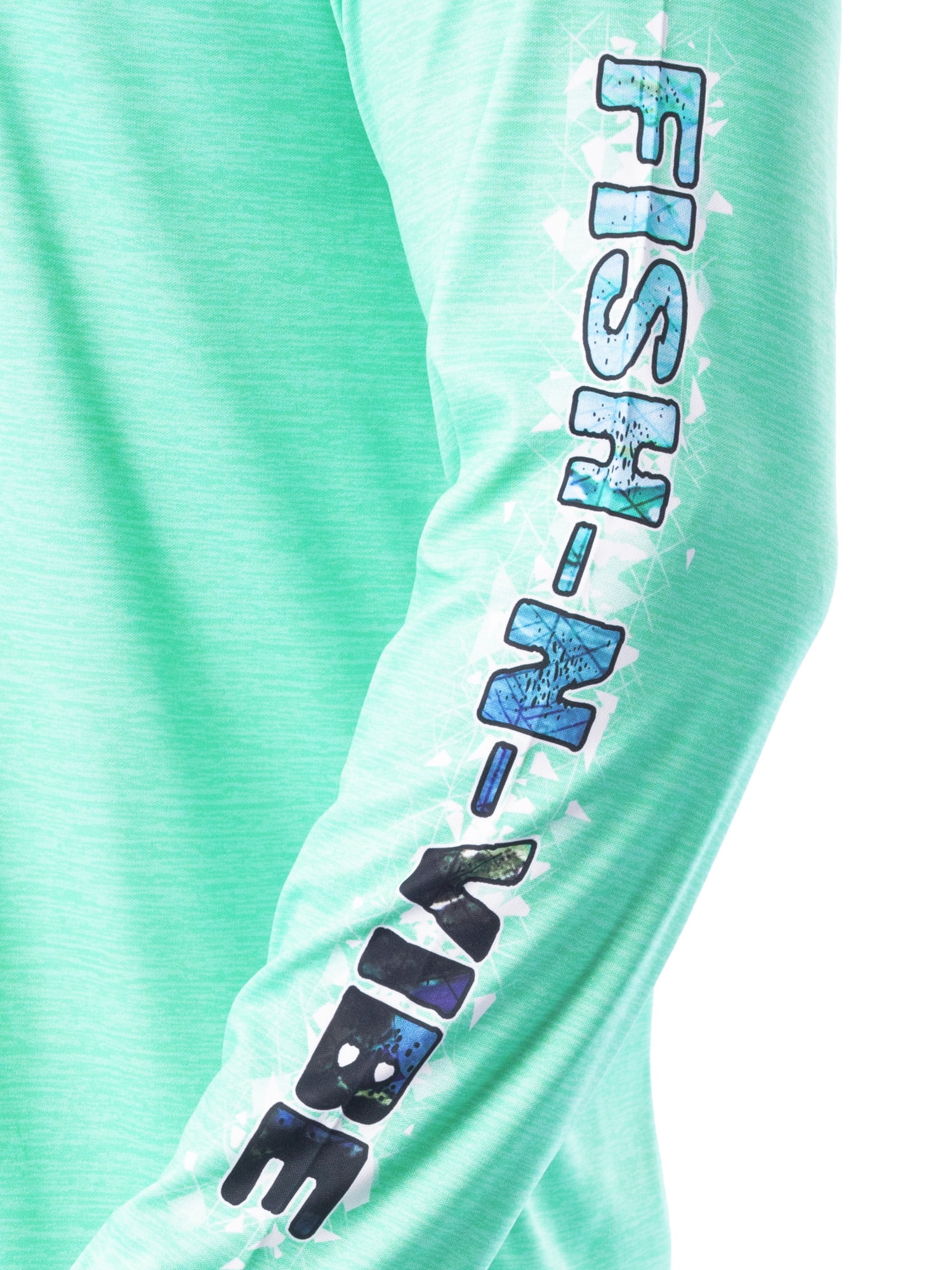 Fish N Vibe Men's Long Sleeve Performance UPF 30 Fishing Graphic Tee, Seafoam Cationic, S