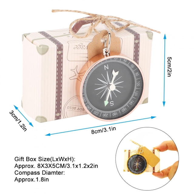 Cajas de Recuerdos Caja de Dulces 20 Piezas Caja de Boda Cajas de Dulces con Brújula y Etiquetas Kraft para decoraciones de recuerdos de boda de vije