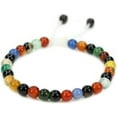 thumbnail image 1 of Perles Rondes de 6 mm en Pierre Précieuse d'Agate Multicolore Naturelle, Pampilles Macramé Tressées Ajustables, Bracelets Reiki Chakra 7-9 Po Unisexe, 1 of 2