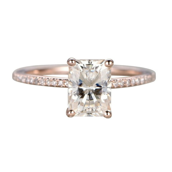 7x9mm Radiant Cut Diamond Moissanite Engagement Ring 3.50 Carat Wedding Ring 10k Rose Gold Ball-Prong Set