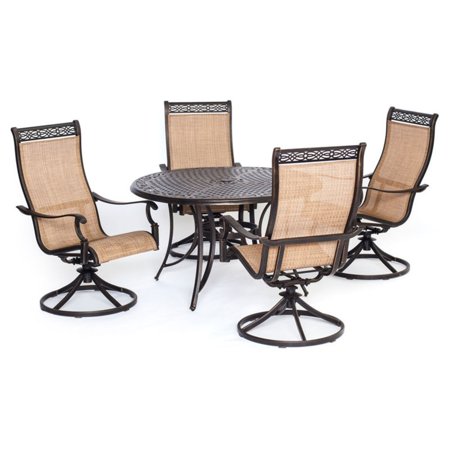 Hanover Manor Aluminum 5 Piece Round Patio Dining Set