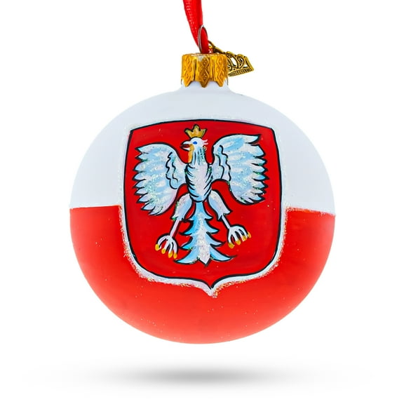 Poland Coat of Arms Glass Ball Christmas Ornament 3.25 Inches