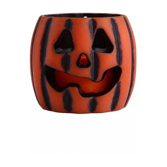 Halloween Ceramic Pumpkin Candle Holders Lanterns Glowing Pumpkin Decor For Tabletop Mantel Party Home