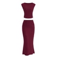 thumbnail image 1 of Conjunto de Falda PRETTYGARDEN Top Corto y Falda Maxi Rojo Vino M, 1 of 9