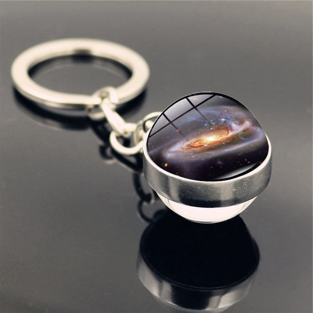 FcBaudy Keychains for Women,Wallet Keychain,Car Keychain,Cute Keychain Solar System Milk y Way Nebula Double Sided Glass Keychain Keychain Keychain