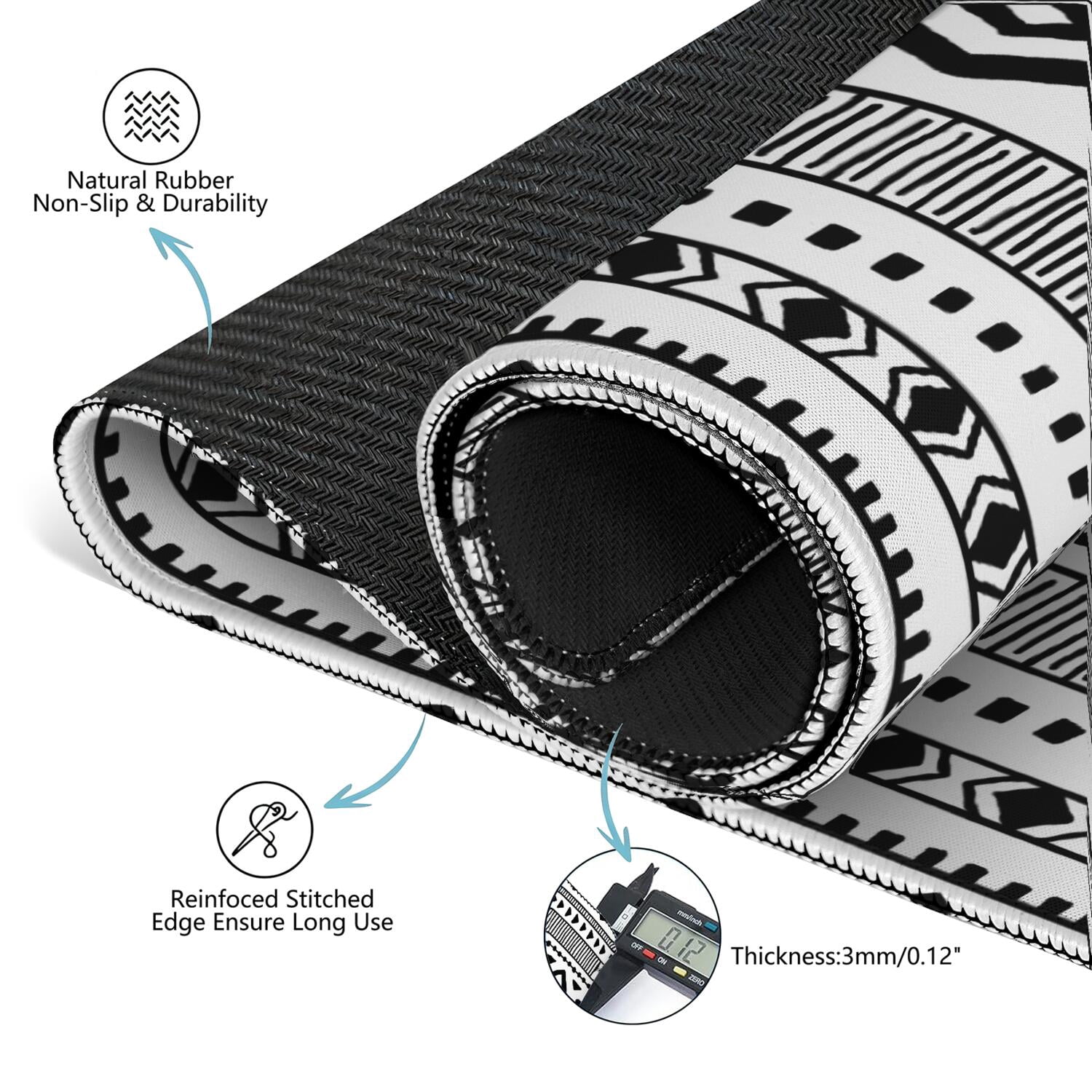 Premium Boho Design Non-Slip Playing Mat for Game Nights 31.5x31.5 Inch Rubber Mahjong Surface with Quiet Features for Card Games and Board Games
