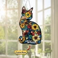 thumbnail image 2 of Custom Name Cat Window Hanging with Sunflower Pattern, Acrylic Stained Glass Style Decoration for Cat Lovers, Personalized Gift, 2 of 4