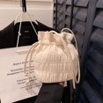 thumbnail image 4 of Bolso tipo cubo para mujer con cordón ligero plisado a la moda suave bolso de mano, 4 of 9