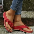 thumbnail image 2 of Cathalem Fisherman Sandals for Women Platform Women Wedge Sandals Thong Sandals Beach Platform Leather Wedge Sandals for Women Red 8.5, 2 of 5