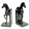 CC Home Furnishings Set of 2 Lustrous Black Finish Horse Bookends 10.6"