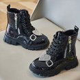 thumbnail image 4 of KPOPLK Girls Ankle Boots Girl's Leather Boot Kids Warm Low Heel Short Booties Girl Outdoor Shoes with Side Zipper for Toddler/Little Kid(7.5,Black), 4 of 8