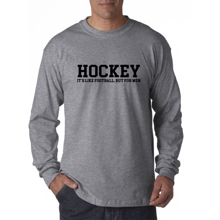 Padded Football Shirt Long Sleeve New Way 939 - Unisex Long-Sleeve T-Shirt Hockey It's Like Football But For Men 4XL Heather Grey ()