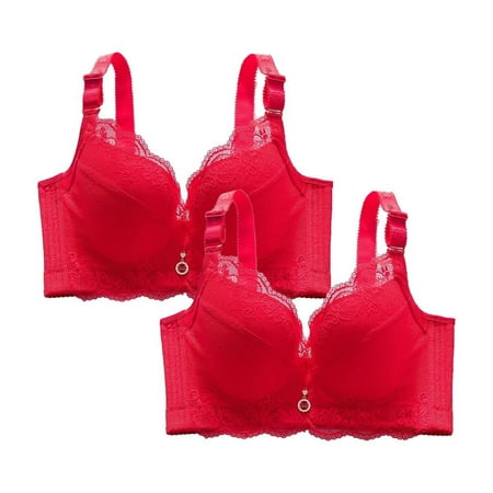 Clearance!Uooqdmx Bras for Women Push Up Bra of 2 Sports Bra Small Breathable Plus Sports Size Lace Bra Bras Comfortable Bras for Women Red(2PC) 5XL