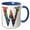 Blue/White, variant on 3drose, Colorful Monogram Letter W, 11oz Two-tone Yellow Mug