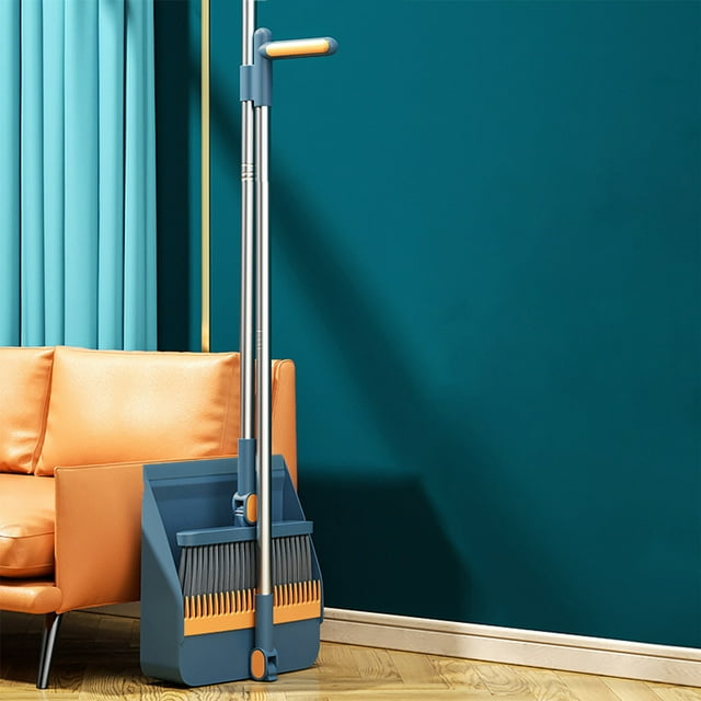 Balais d'Intérieur Rotatifs avec Rangement Vertical, Type à Boucle, Ensemble Balais et Porte-Poussière avec Dents de Raclage et Grattoir, Nettoyage Adapté à la Maison