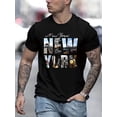 thumbnail image 5 of New York newyork Graphic Print T-Shirt For Men Casual Short Sleeve Tee 1 Pcs 100% Heavy Cotton - Comfortable Crew Neck, Soft Adorable Tees Tops, 5 of 8
