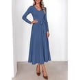 thumbnail image 4 of PRETTYGARDEN Womens Fall Maxi Long Sleeve Sweater Dress Soft Stretchy Knit, V Neck A Line Dresses with Bow, Flowy Pleated Hem, Cocktail Party Outfits, Trendy Winter Clothes, 4 of 9