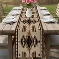 Ethnic Style Brown Block Geometric Table Runner 13x72in Non-Slip Cotton ...