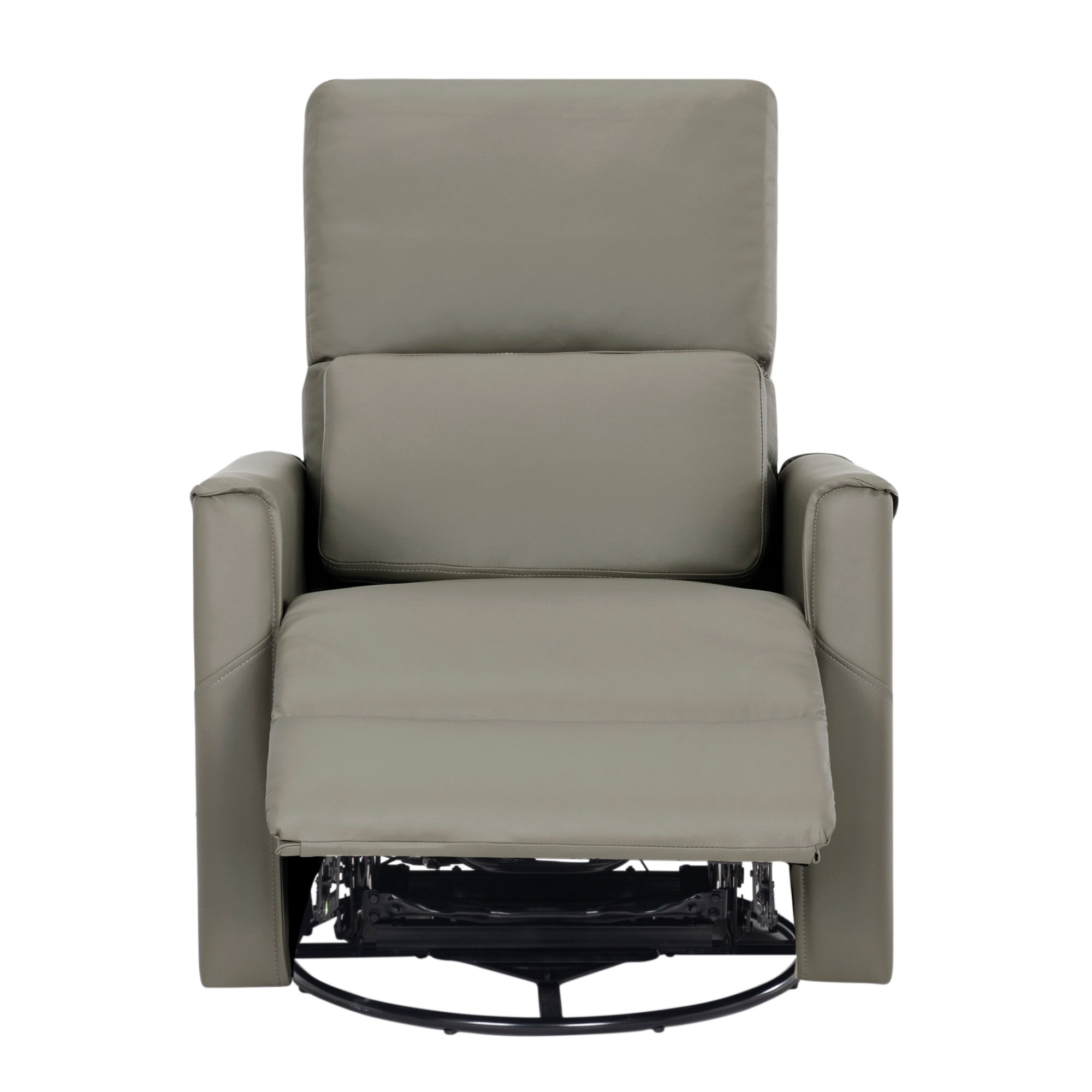 BSHTI PU Leather Electric Swivel Glider Recliner Chair with Rocking Function, Modern Comfort Seating for Living Room, Bedroom（Gray）