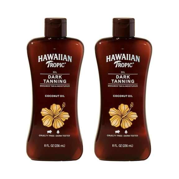 Hawaiian Tropic Dark Tanning Oil, HYZ01 8oz | Moisturizing Body Oil, Tan Enhancer, Cocoa Butter Oil, Coconut Oil for Skin, Oxybenzone Free, 8oz each Twin Pack