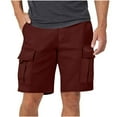 thumbnail image 4 of SYMOID Men's 2XL Cargo Shorts, Elastic Waist Quick-Dry 100% Polyester Multi-Pocket, Wine Color - Great for Work/Outdoor/Casual Use, 4 of 5