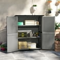thumbnail image 2 of Outsunny Armoire de Rangement Extérieure, Remise de Jardin en Bois avec 2 Tablettes, Gris, 2 of 10