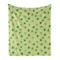 thumbnail image 1 of Irish Soft Flannel Fleece Throw Blanket, Retro Classical Checkered Pattern with Green Shamrocks Clovers Garden Plants, Cozy Plush for Indoor and Outdoor Use, 50" x 60", Multicolor, by Ambesonne, 1 of 6
