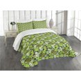 thumbnail image 3 of Ambesonne Sage Quilted Bedspread Set 3 Pcs, Nostalgia Vintage Foliage, King Size, Green Black White, 3 of 5