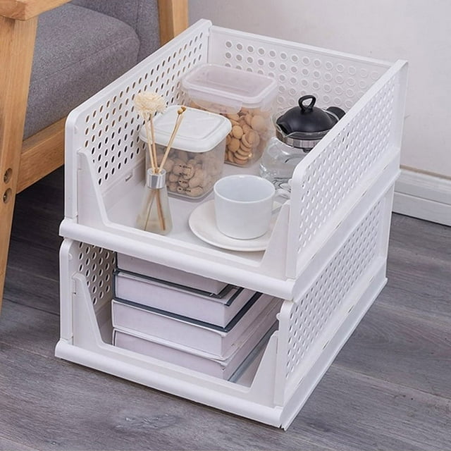 Panier de Rangement Pliable pour Garde-Robe Séparateur à Étages Panier de Rangement Empilable 33x43x18.5cm/13.0x16.9x7.3in