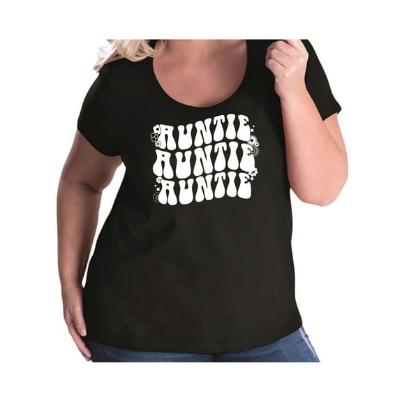Auntie Auntie Auntie Womens Plus Size Scoopneck Tee