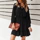 thumbnail image 4 of Vestido de mujer de color sólido sexy con mangas abullonadas y escote en V para primavera y otoño Fridja  NMB4462, 4 of 9